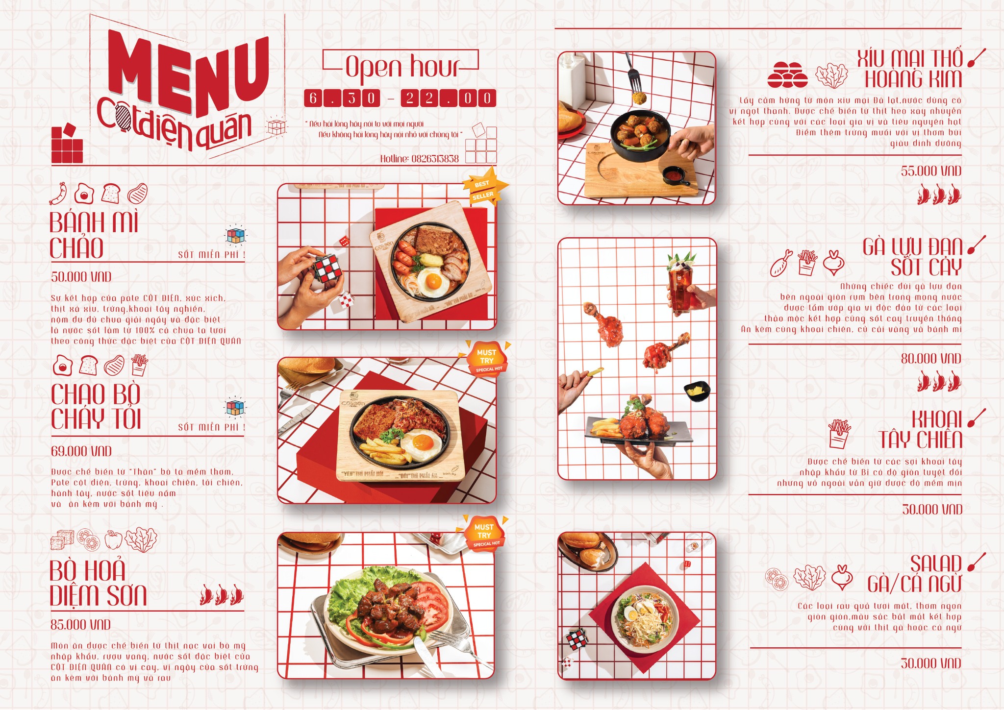 Menu Bánh Mì Chảo Cột Điện Quán
