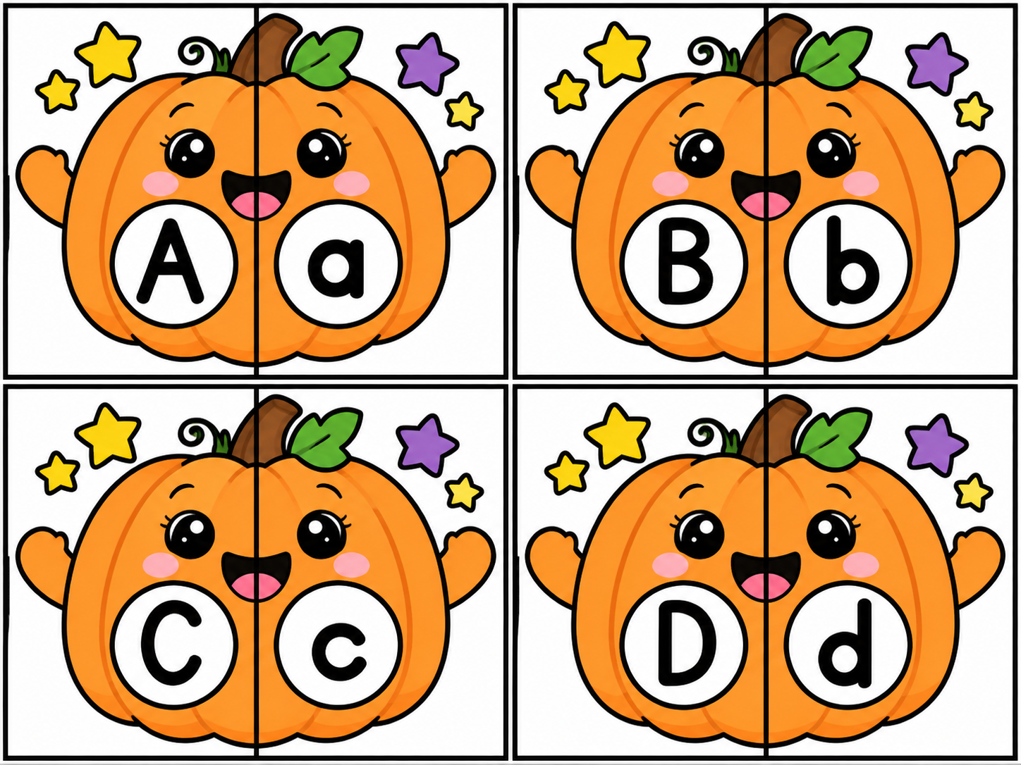 Halloween Pumpkin Alphabet Matching Puzzles A–Z – Fun Preschool ...