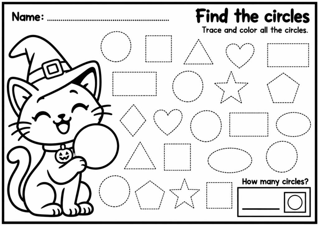 Cute Shape Worksheet Halloween Shape Hunt Worksheets – 15 Fun Printable Shape Activities for ...